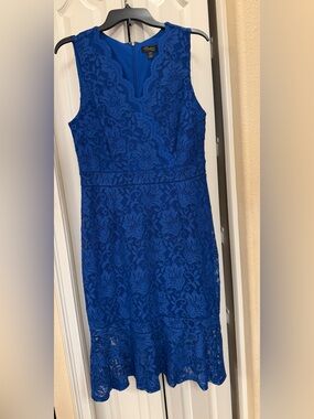 Thalia Sodi Royal Blue Lace Midi Sheath Dress